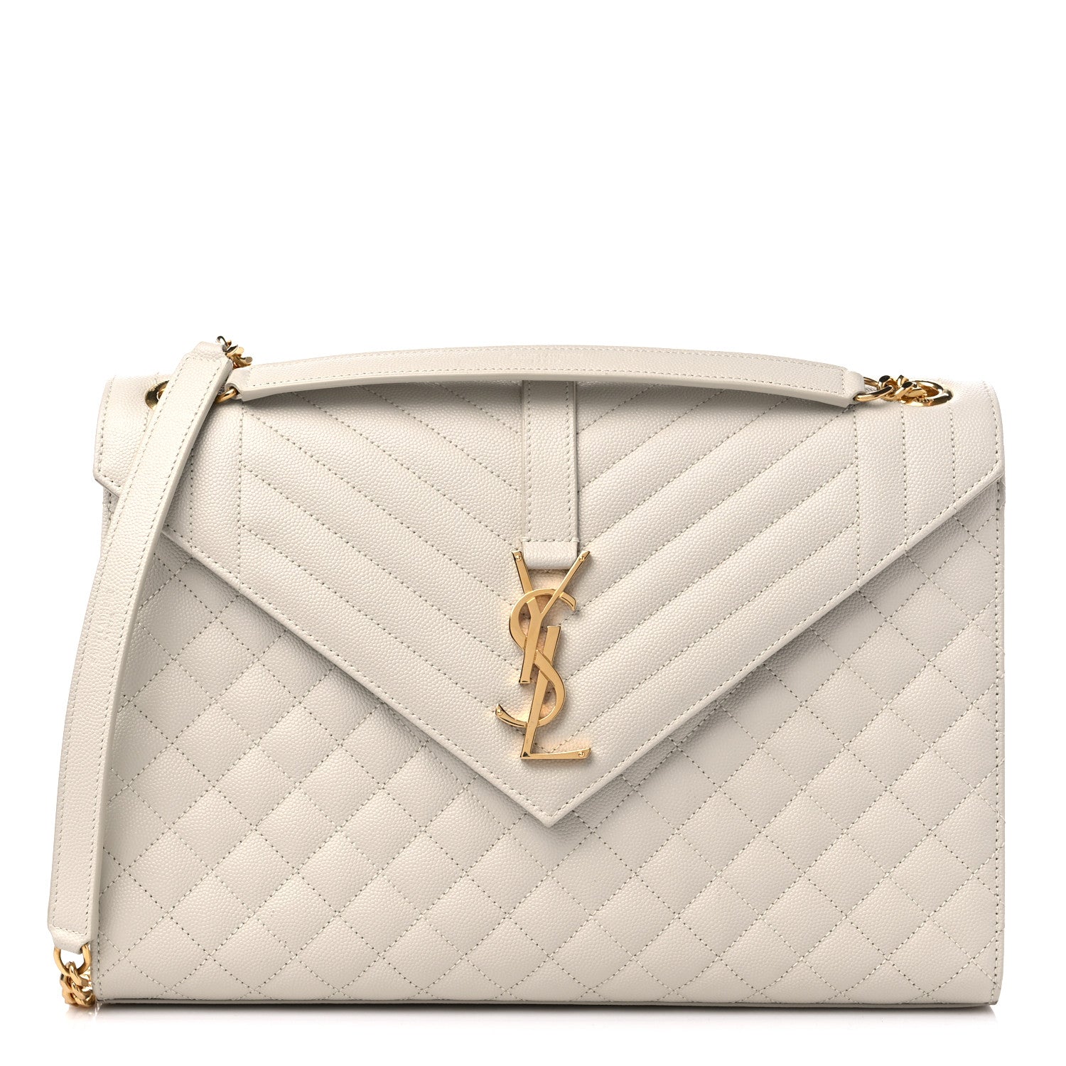 Saint Laurent Grain De Poudre Textured Mixed Matelasse Large Triquilt Monogram Satchel Porcellana 1 of 10