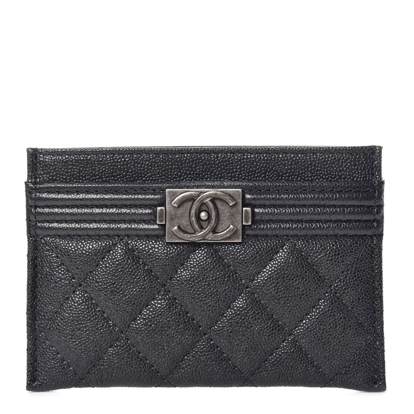 Caviar Quilted Boy Card Holder Charcoal