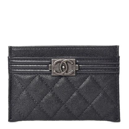 Chanel Caviar Quilted Boy Card Holder Charcoal 1 of 9