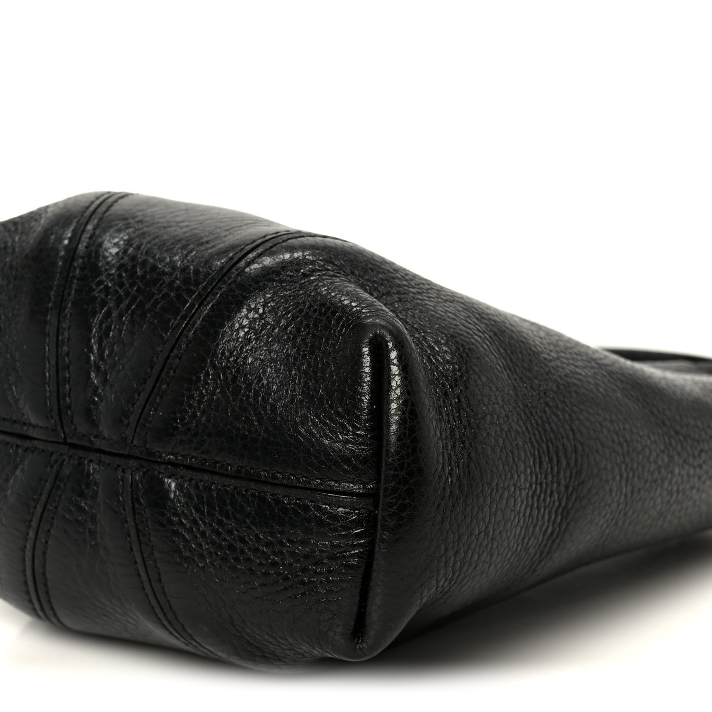 Grained Calfskin Small Spin Tote Black