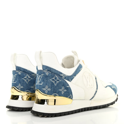 Louis Vuitton Calfskin Monogram Denim Run Away Sneakers 38 White 4 of 11