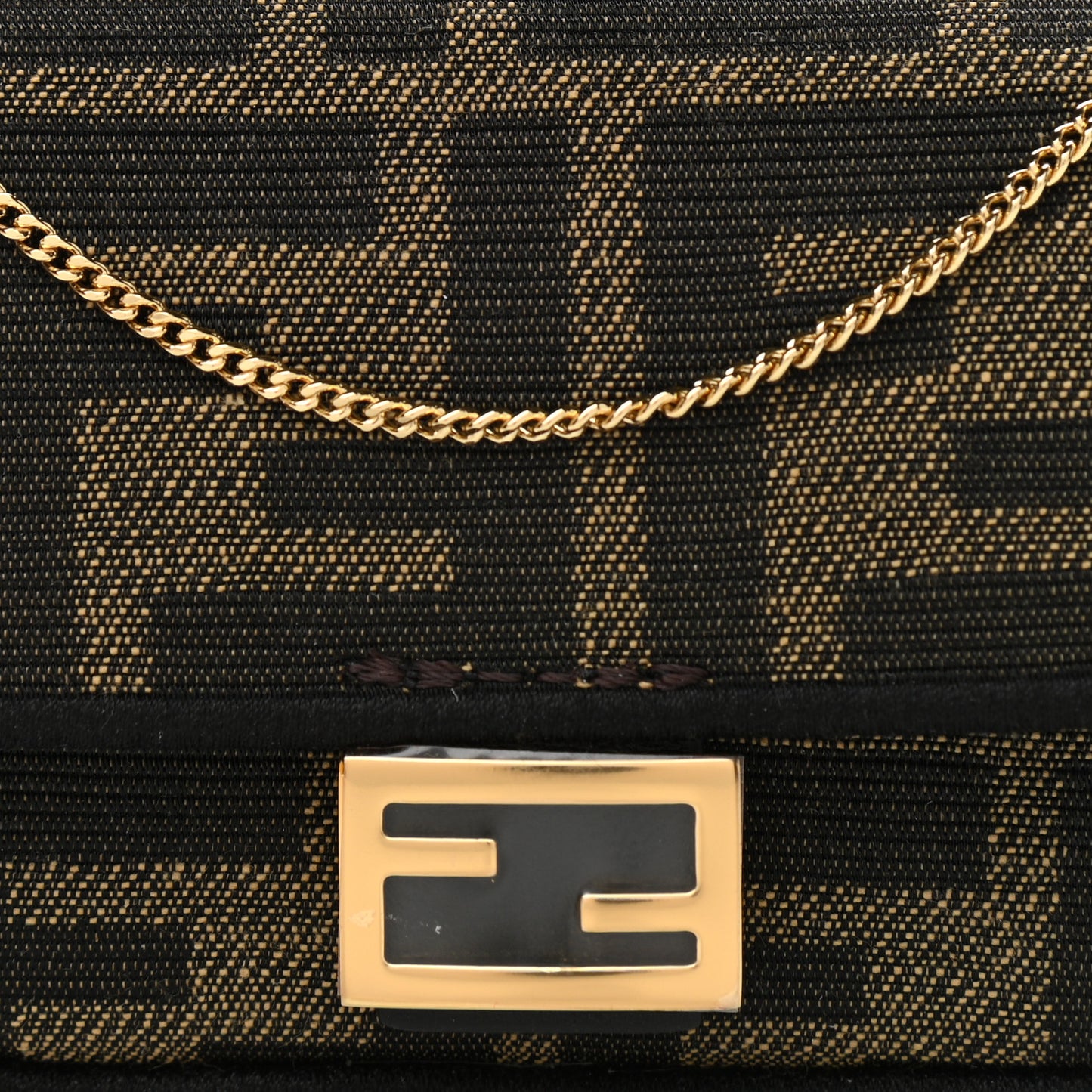 Fabric Jacquard FF 1974 Nano Baguette Charm Tobacco Moro Black