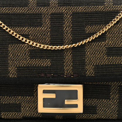 Fendi Fabric Jacquard FF 1974 Nano Baguette Charm Tobacco Moro Black 8 of 12