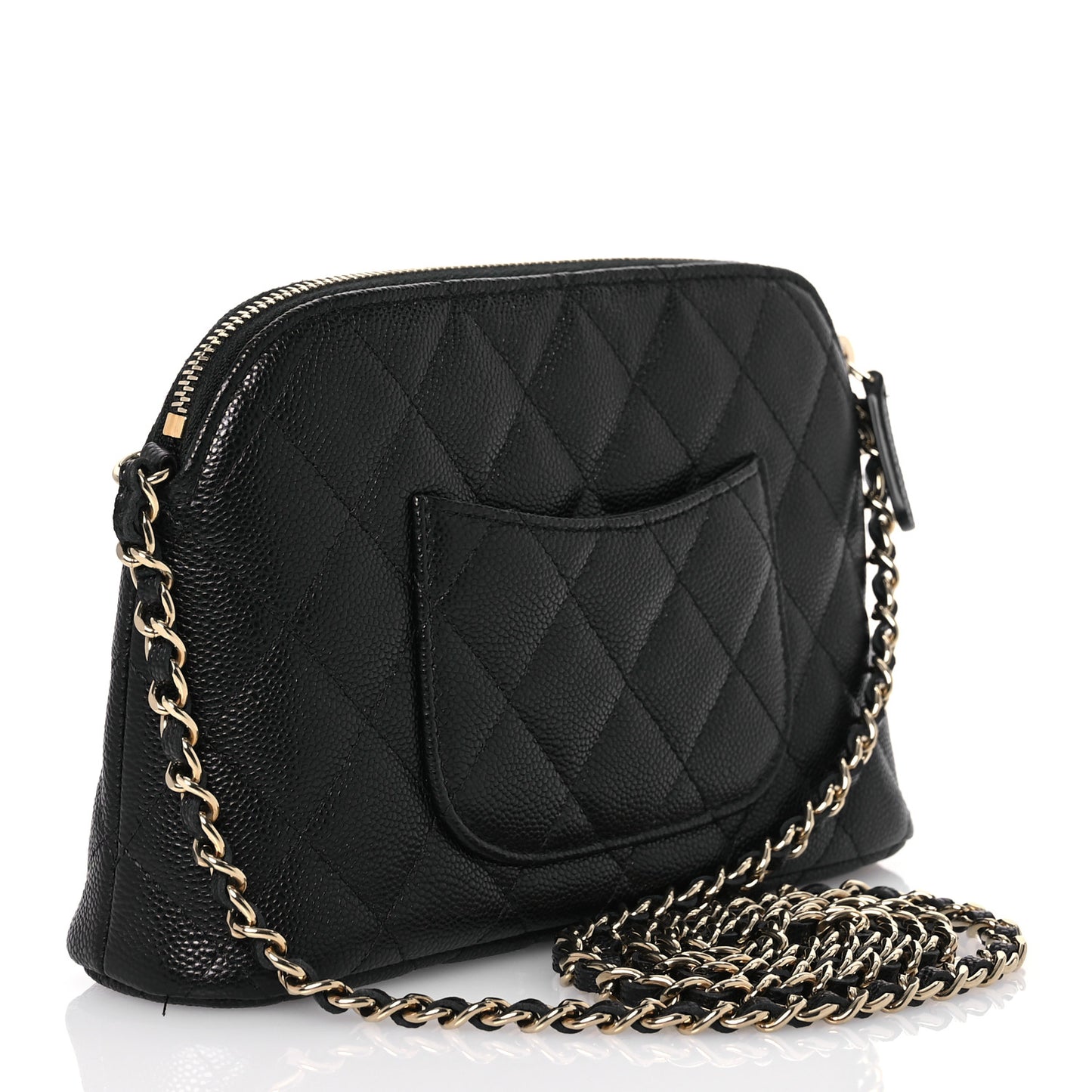Caviar Quilted Classic Clutch With Chain Black