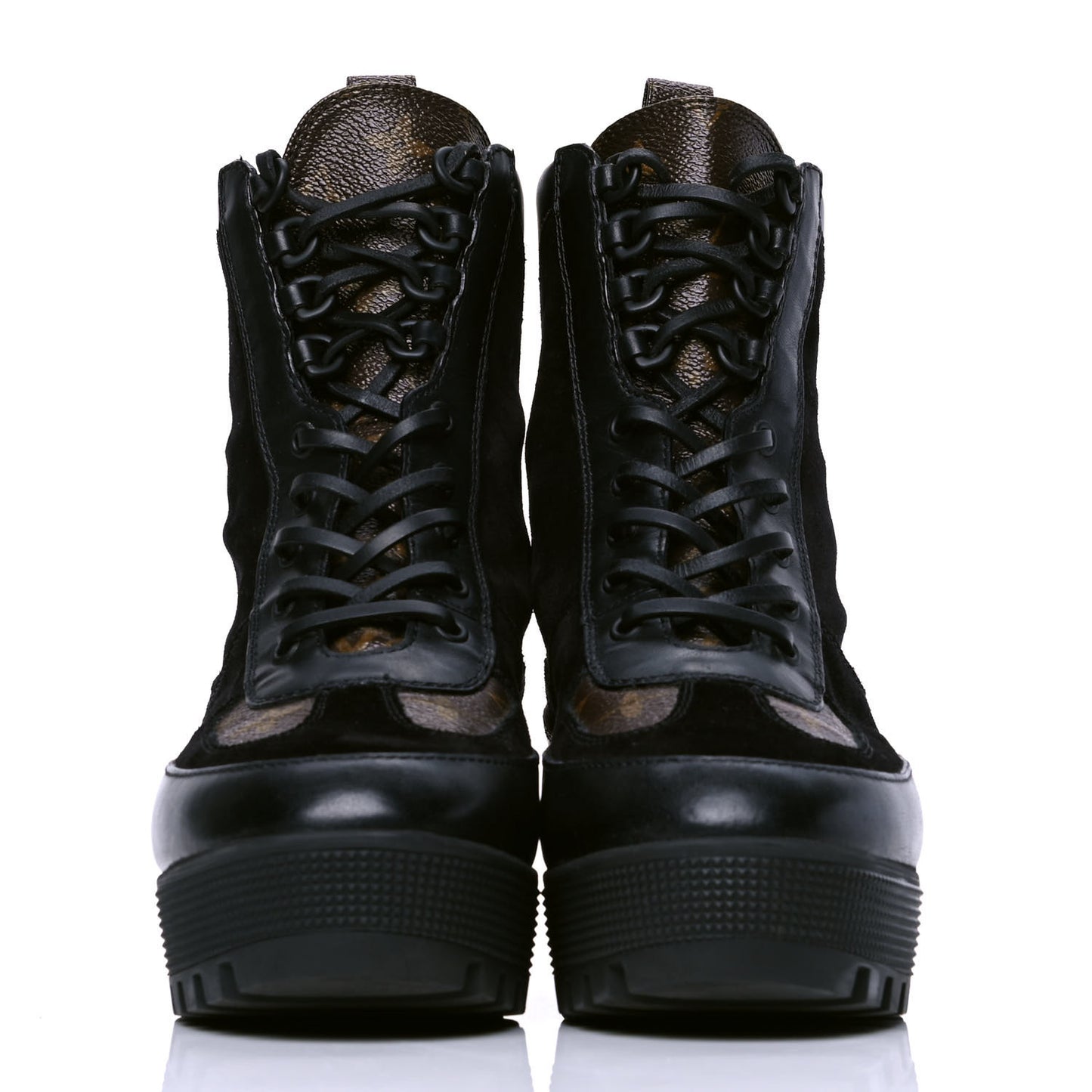 Suede Calfskin Monogram Laureate Platform Desert Boots 40 Black