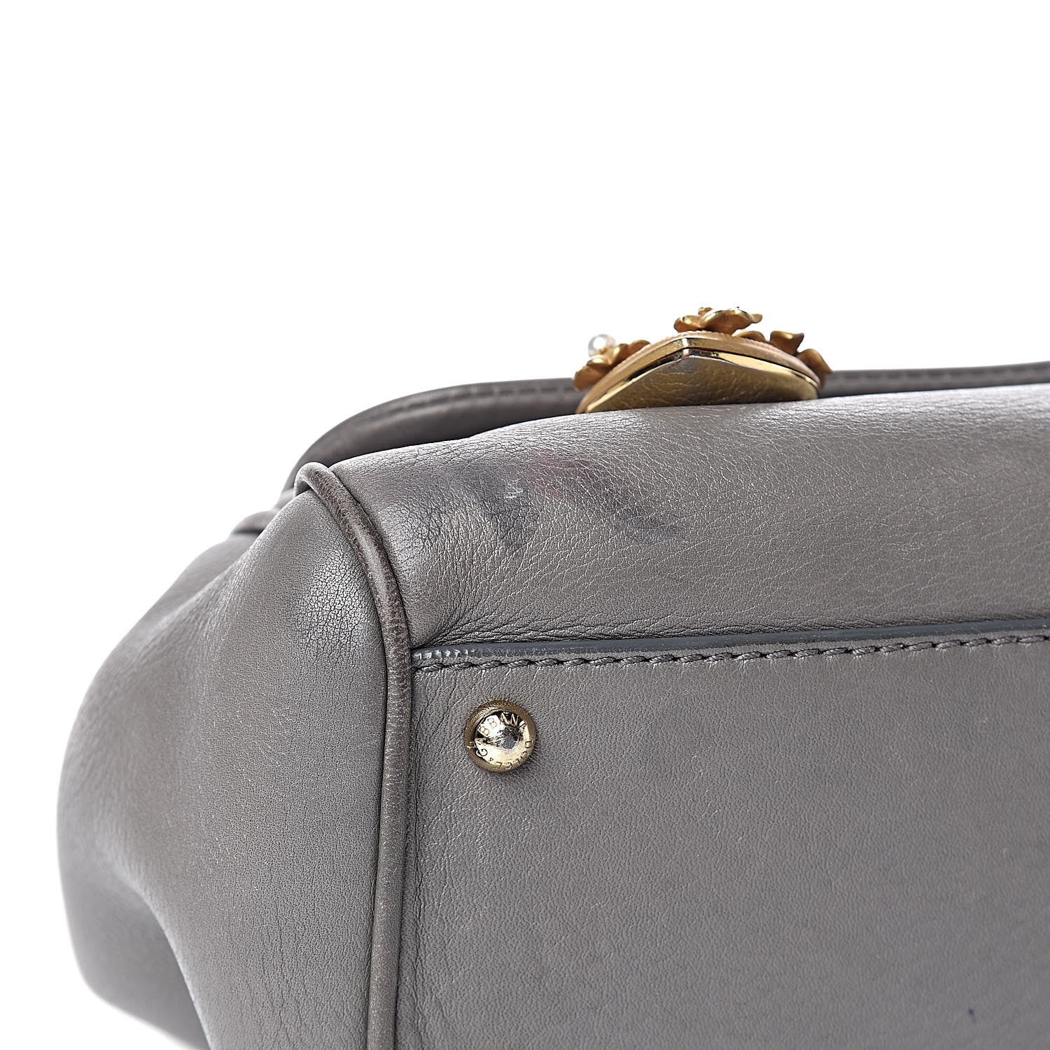 Dolce & Gabbana Grained Deerskin Medium Miss Sicily Satchel Grey 9 of 12