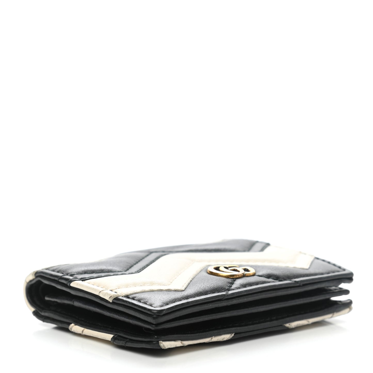 Calfskin Matelasse GG Marmont Card Case Black White