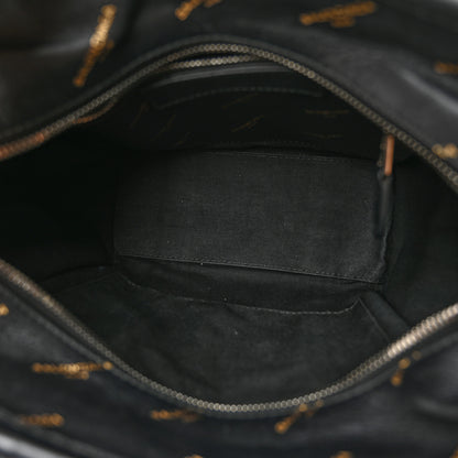 Balenciaga Calfskin Allover Logo XS Bazar Shopper Tote Black Gold 5 of 12