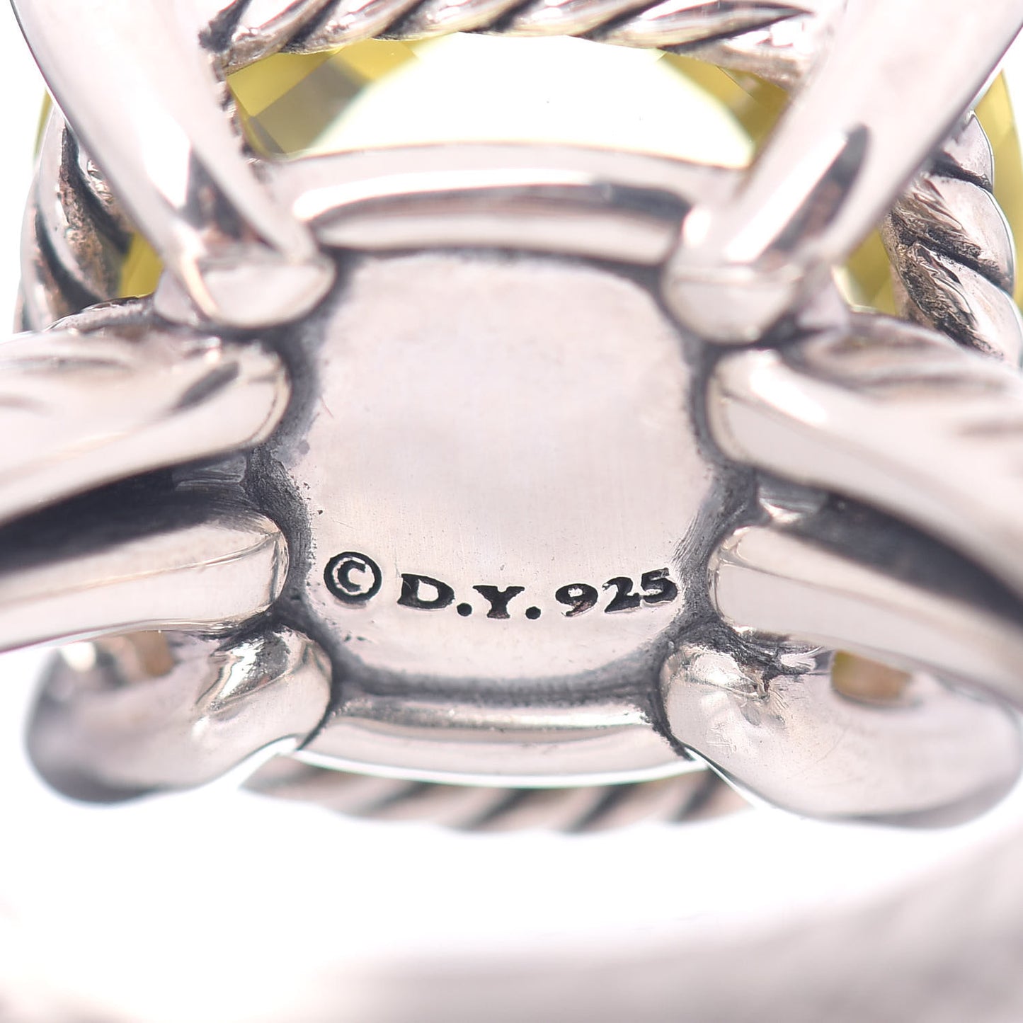 Sterling Silver Diamond Lemon Citrine 14mm Chatelaine Ring 52 6