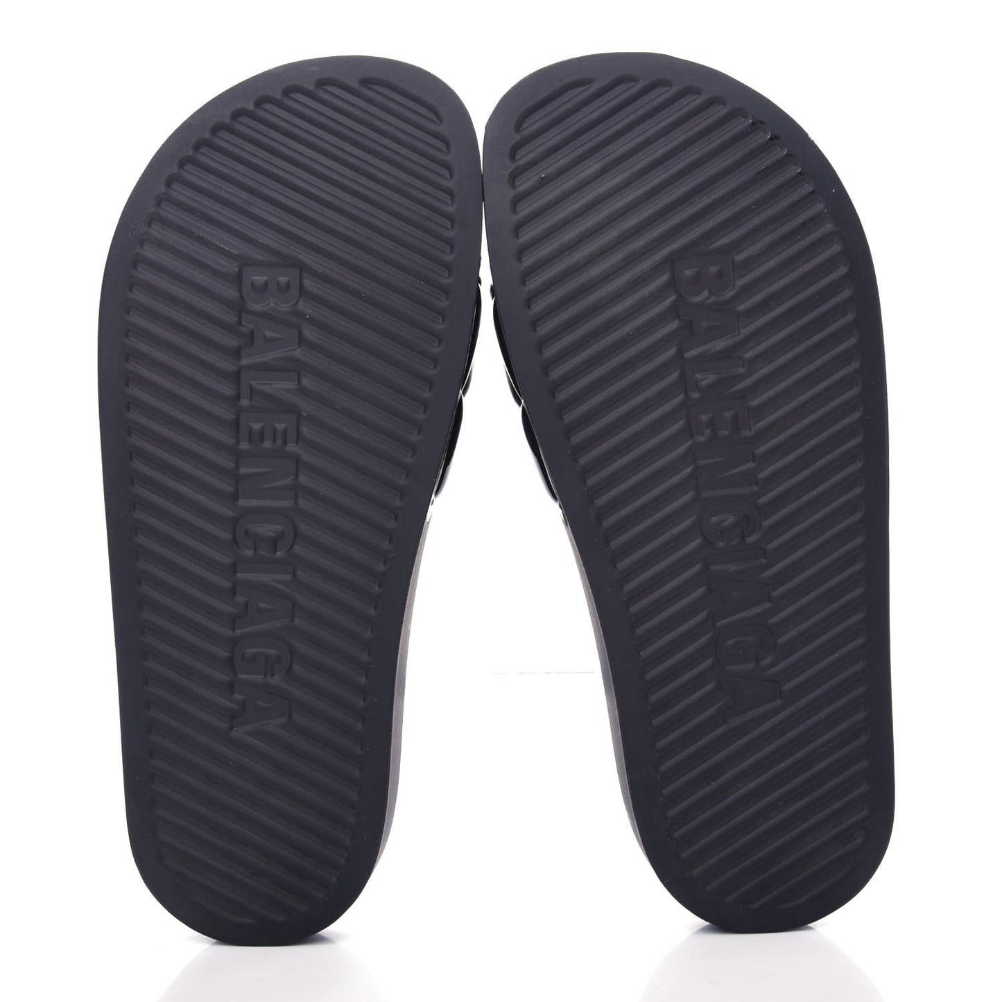 Rubber Patent Quilted Logo Slide Sandals 36 Black White