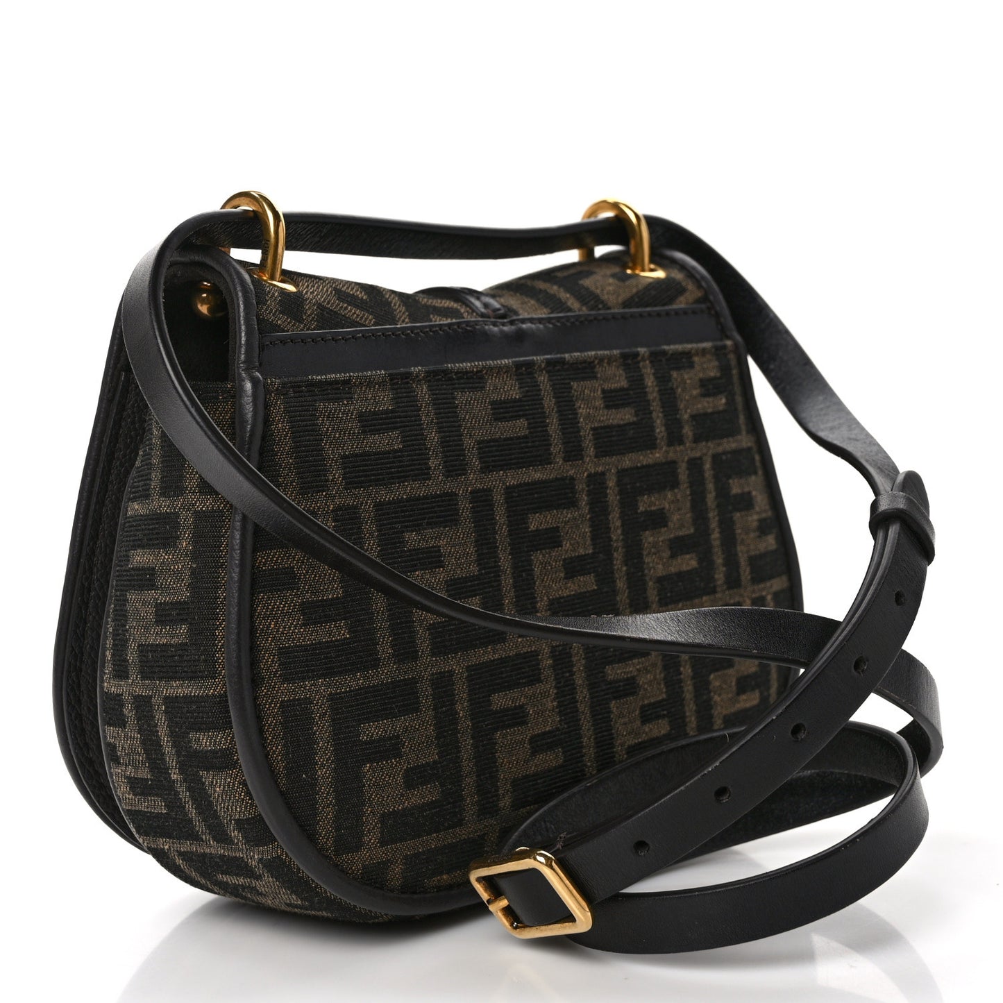 Fabric Jacquard Vitello Cher Cuoio FF 1974 Small Fendi C'mon Tobacco Moro Ebano