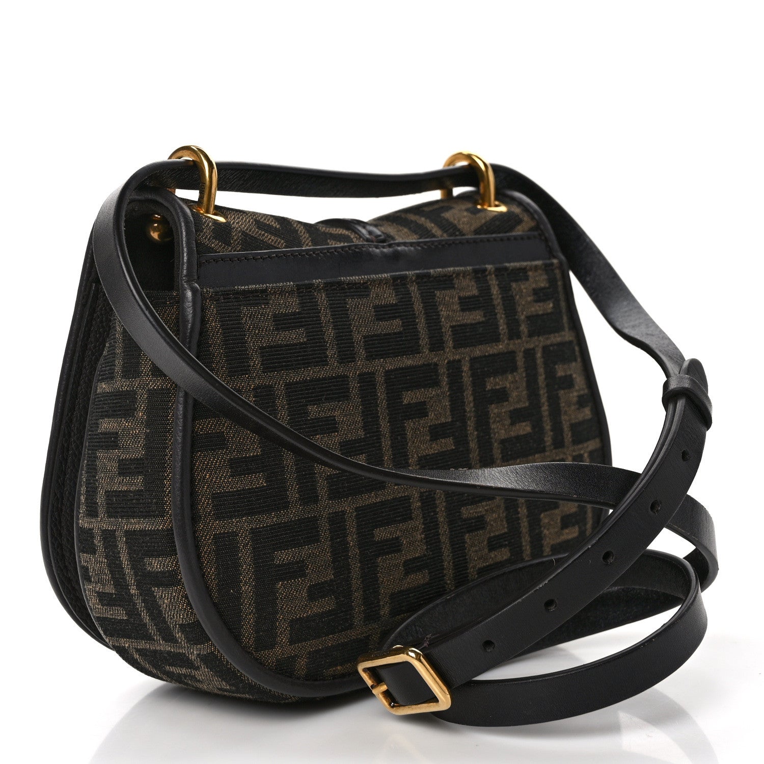 Fendi Fabric Jacquard Vitello Cher Cuoio FF 1974 Small Fendi C'mon Tobacco Moro Ebano 3 of 8