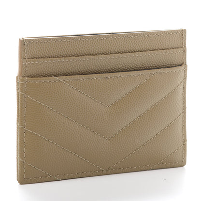 Saint Laurent Grain De Poudre Matelasse Chevron Monogram Credit Card Case Cork 3 of 8