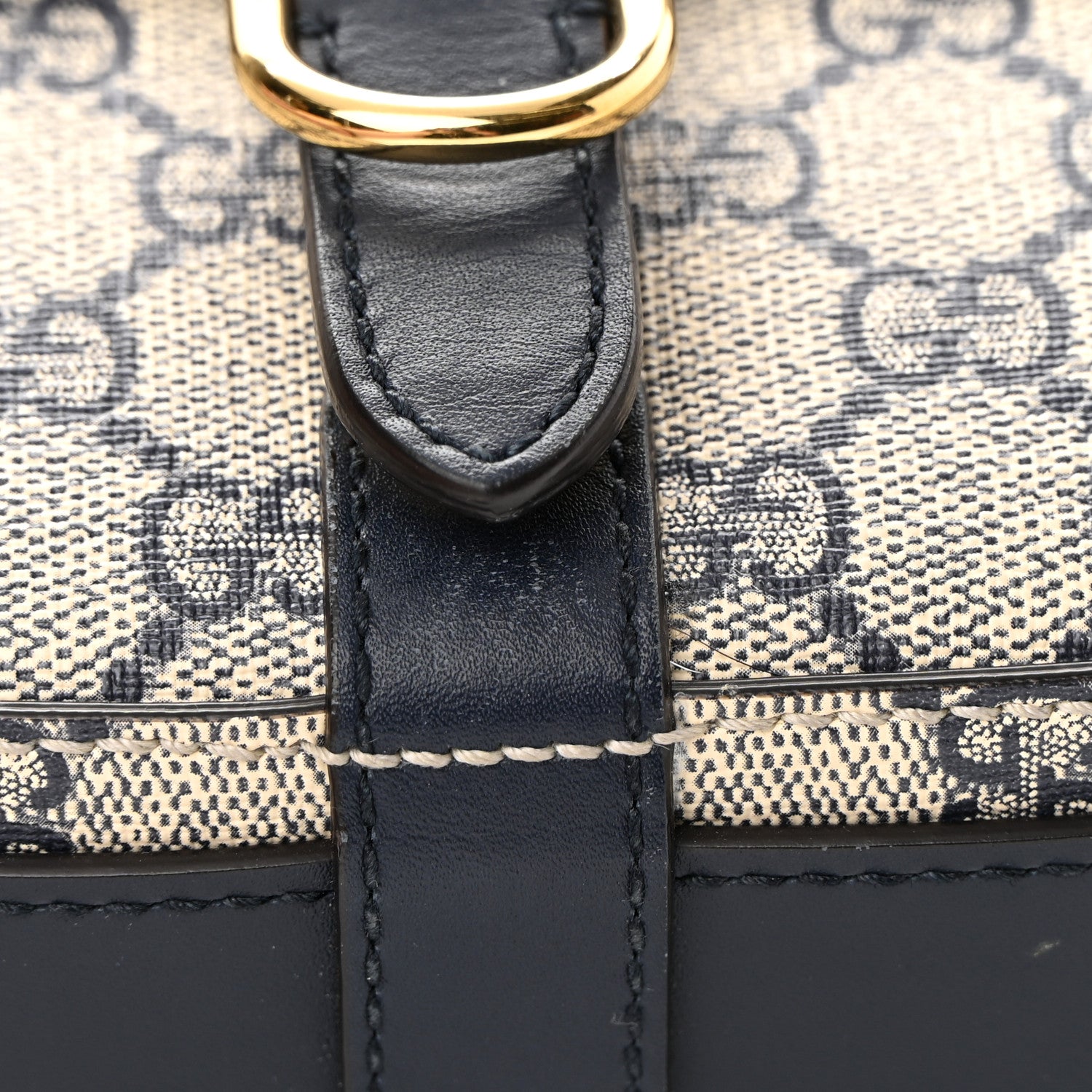 Gucci GG Supreme Monogram Small Messenger Shoulder Bag Beige Blue Navy 16 of 16