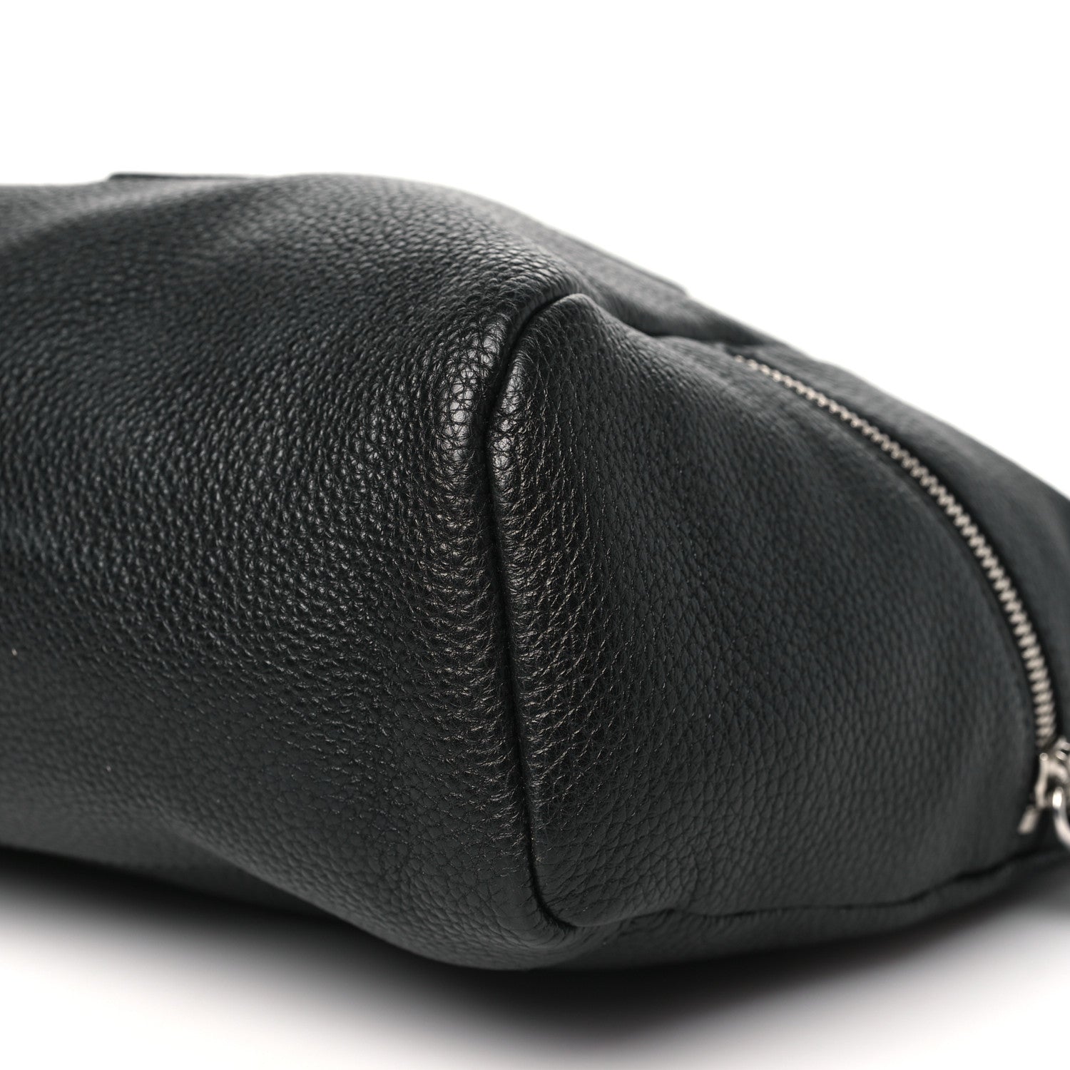 Prada Vitello Daino Triangle Logo Embossed Shoulder Bag Black 9 of 9