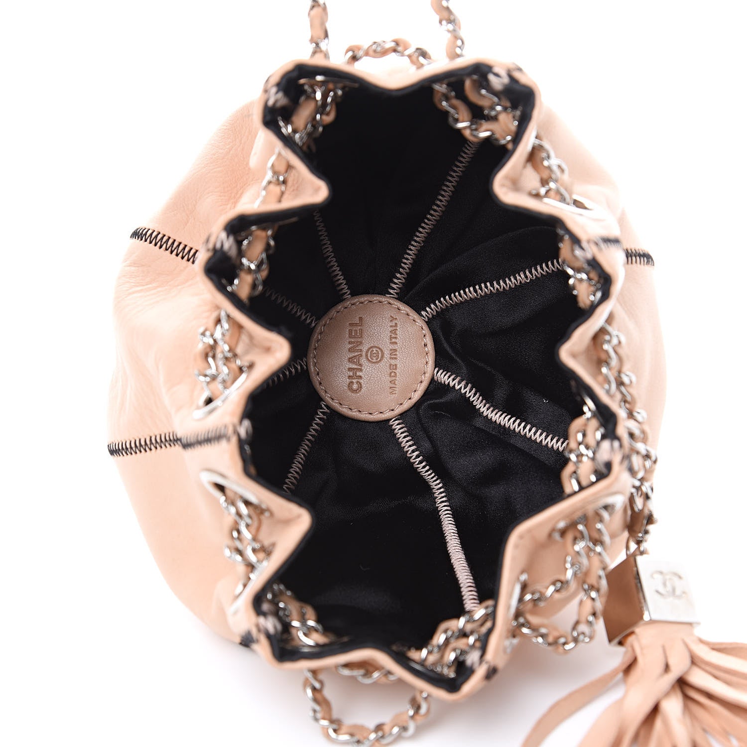 Chanel Lambskin Satin Mini Drawstring Tassel Shoulder Bag Rose Clair 5 of 10