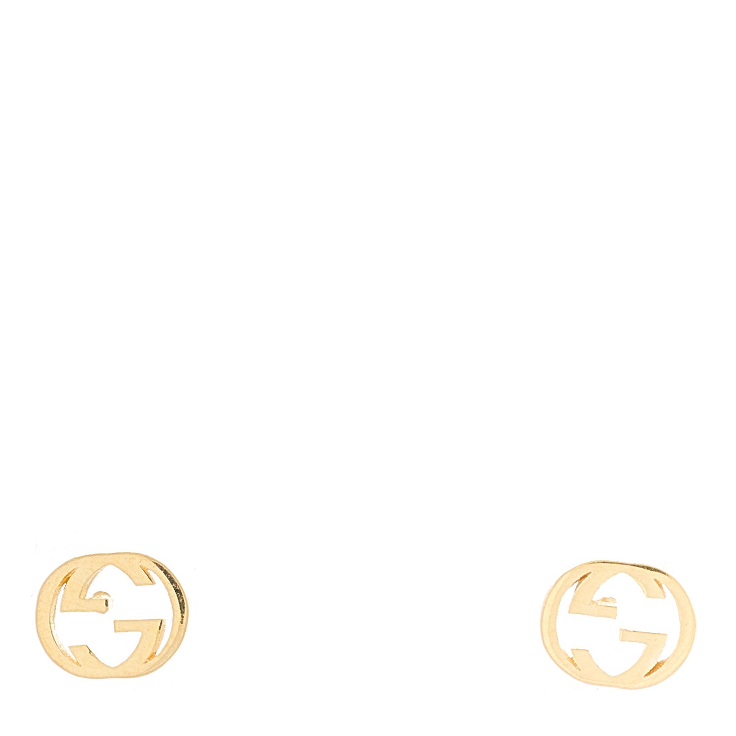 Gucci 18K Yellow Gold Interlocking G Stud Earrings 1 of 5