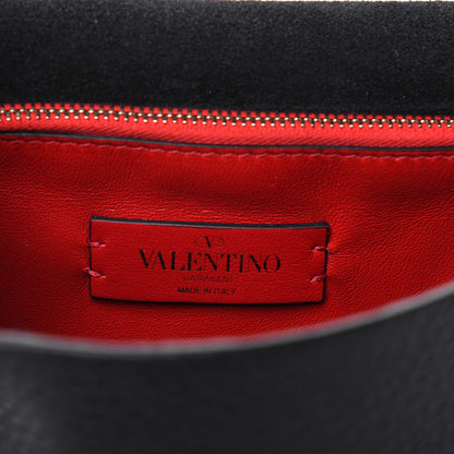 Valentino Garavani Pebbled Calfskin Rockstud Flip Lock Flap Messenger Black 6 of 17