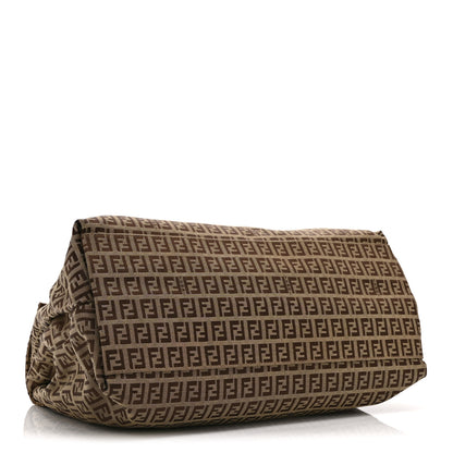Fendi Zucchino Vitello Shoulder Bag Mogano Panna Bruciato 4 of 10