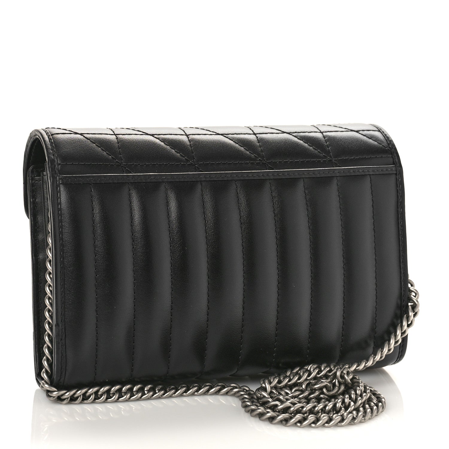 Gucci Calfskin Matelasse Aria GG Marmont Chain Wallet Black 2 of 8