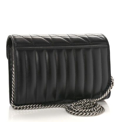 Gucci Calfskin Matelasse Aria GG Marmont Chain Wallet Black 2 of 8