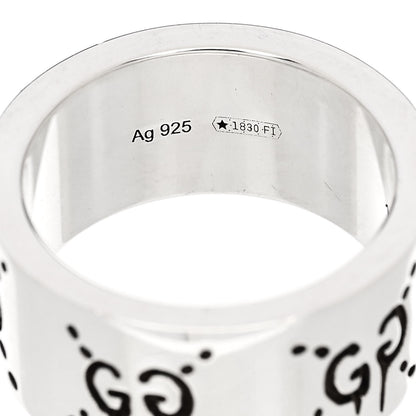 Gucci Sterling Silver GucciGhost Hamlet Skull Band Ring 49 5 5 of 6