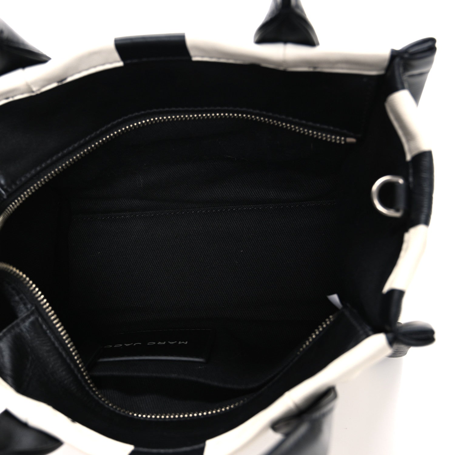 Marc Jacobs Calfskin Striped Small The Traveler Tote Bag Black White 5 of 11