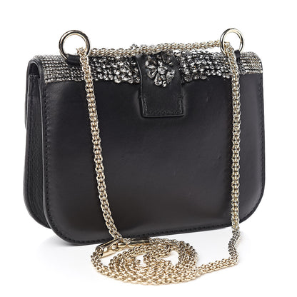 Valentino Garavani Vitello Crystal Embellished Small Glam Lock Rockstud Flap Black 3 of 13