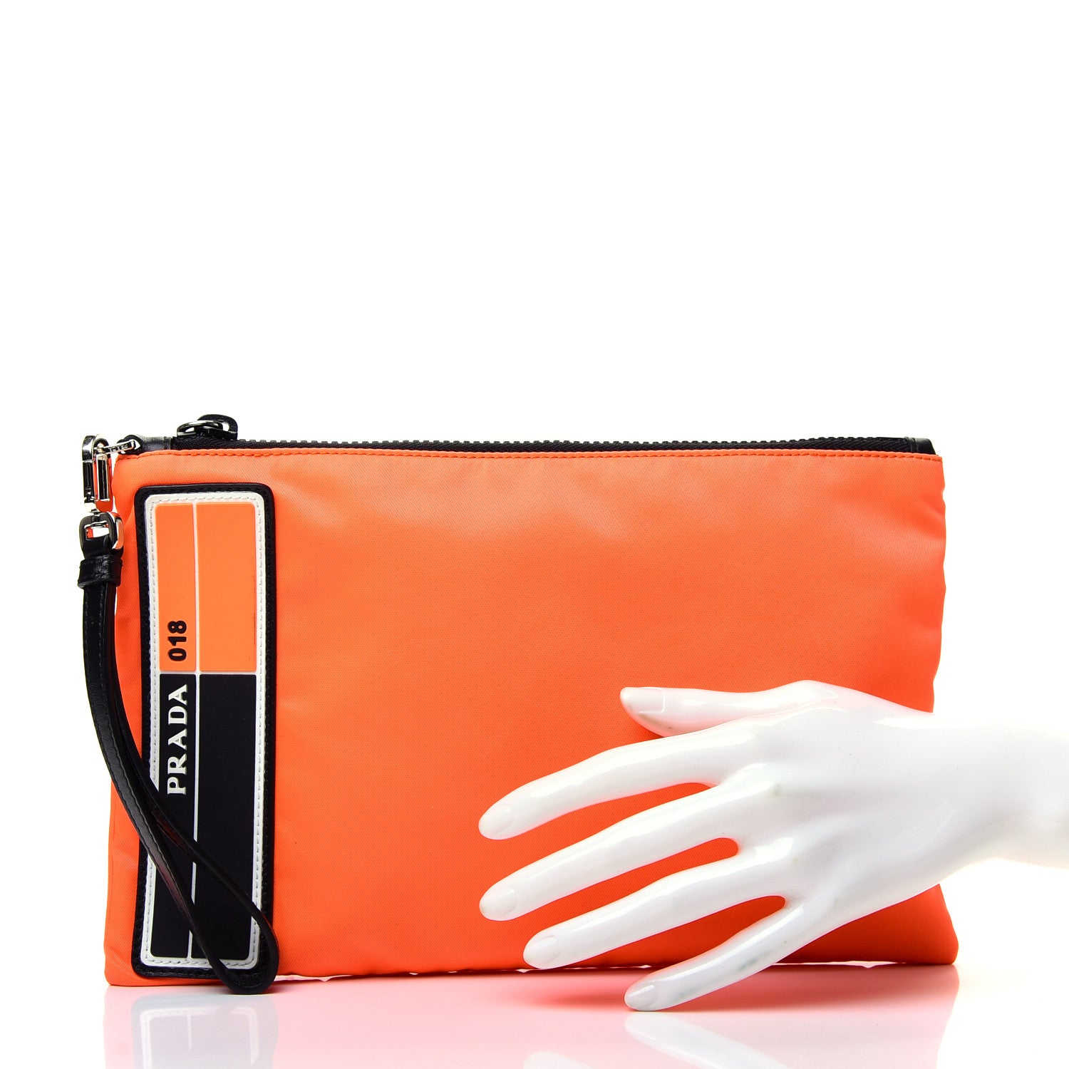 Prada Tessuto Nylon Medium Pouch Orange 2 of 6
