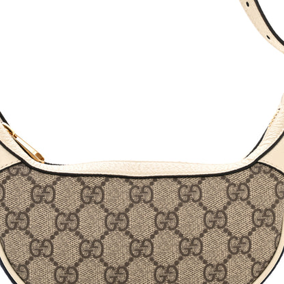 Gucci GG Supreme Monogram Textured Dollar Calfskin Web Mini Ophidia Half Moon Hobo Beige Ebony Mystic White 8 of 10