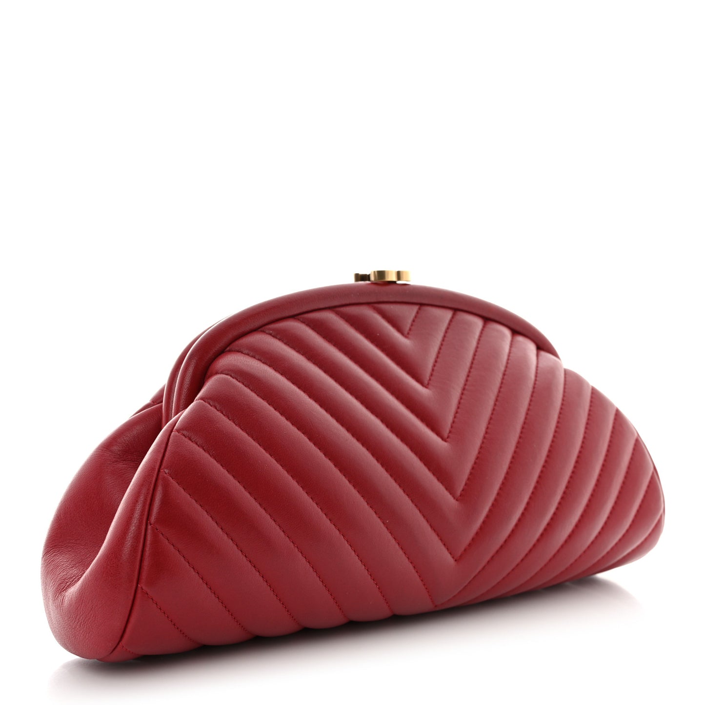 Lambskin Chevron Quilted Timeless Clutch Red