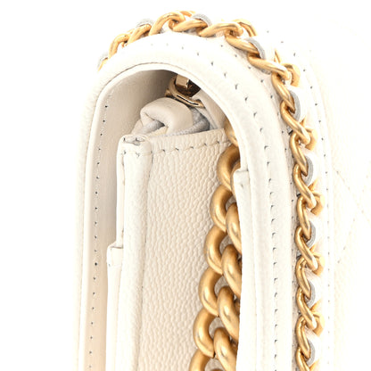 Chanel Caviar Quilted Chain Around Boy Wallet On Chain WOC White 12 of 15