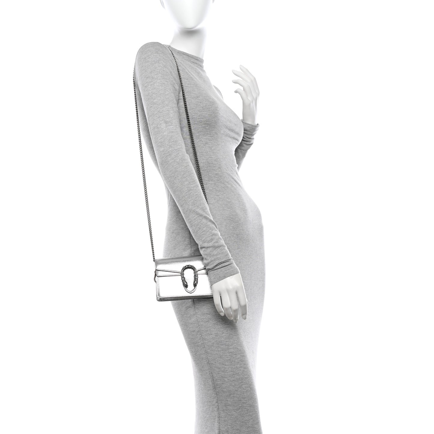 Metallic Calfskin Super Mini Dionysus Shoulder Bag Silver