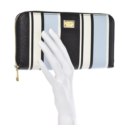 Dolce & Gabbana Dauphine Striped Zip Around Wallet Black 2 of 10