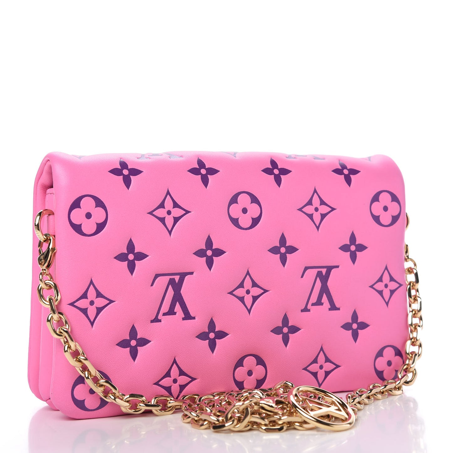 Lambskin Embossed Monogram Vuittamins Pochette Coussin Rose Violet