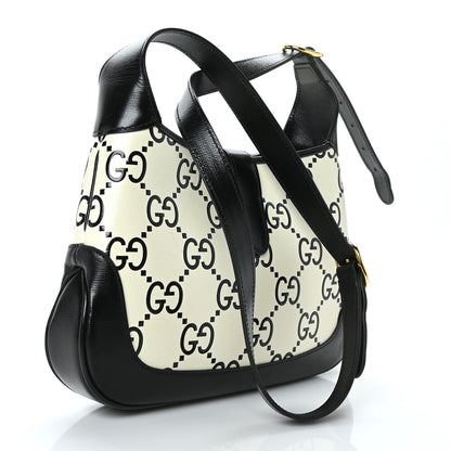 Gucci Azalea Calfskin GG Monogram Bi-Color Debossed Small Jackie 1961 Hobo Mystic White Black 3 of 9
