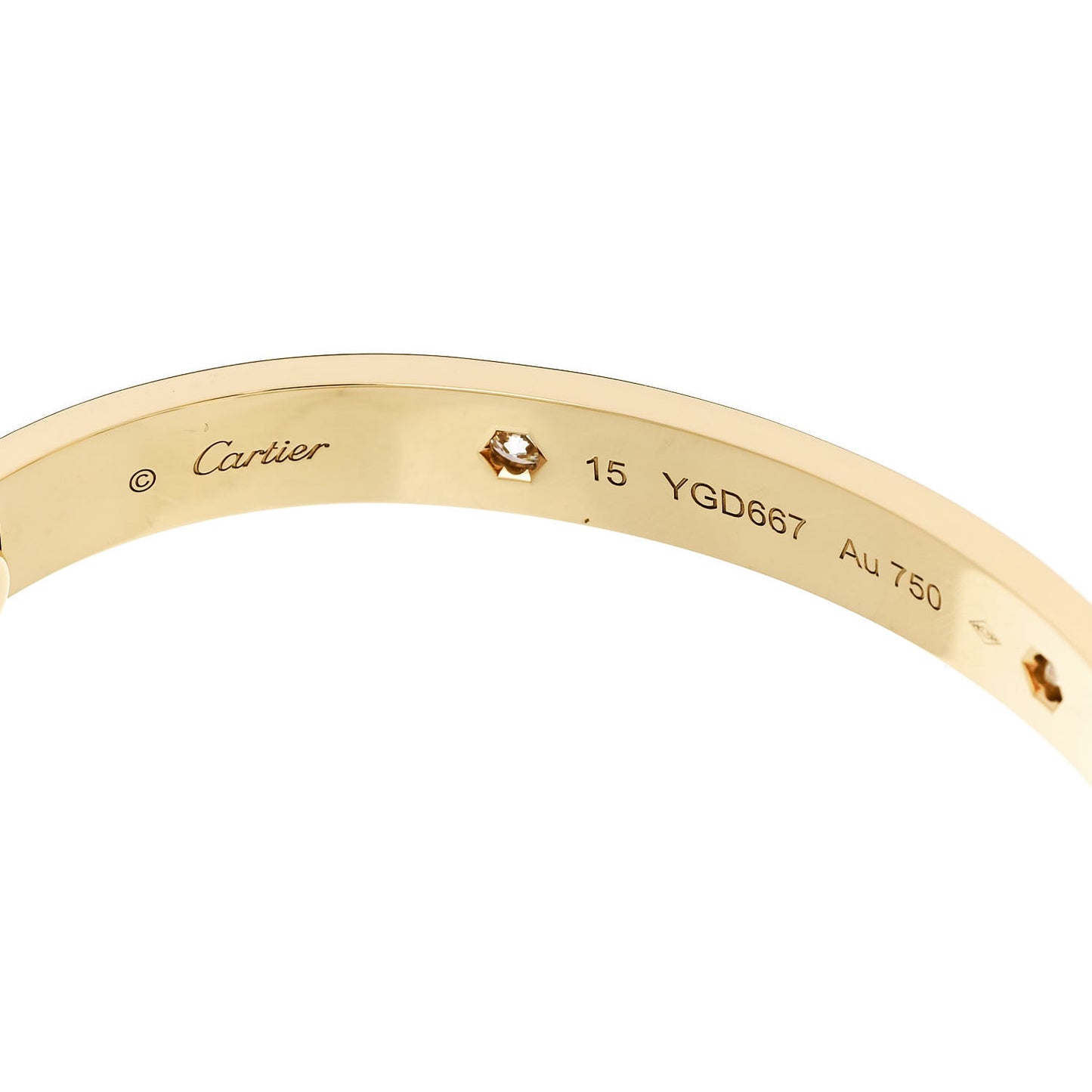18K Yellow Gold 4 Diamond LOVE Bracelet 15