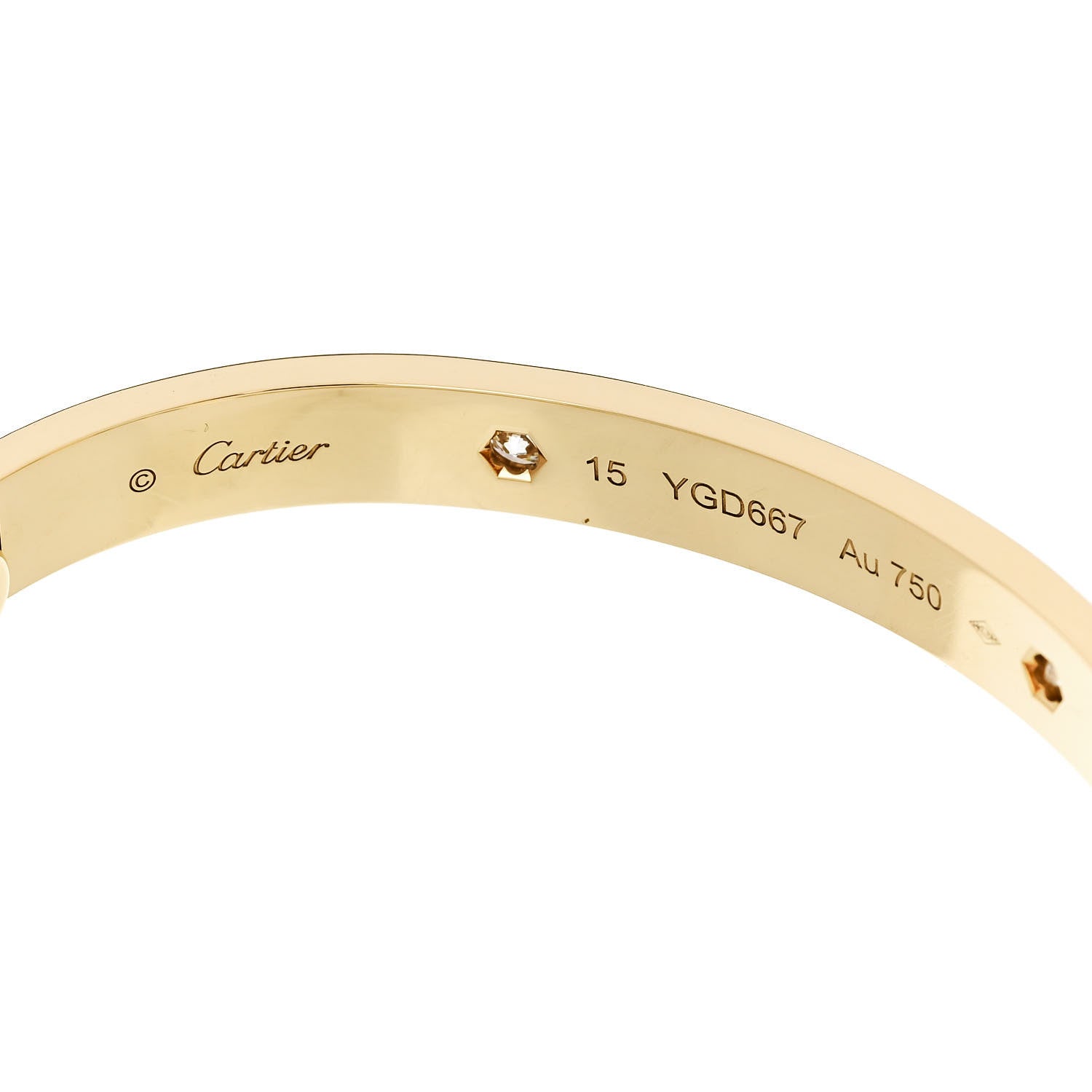 Cartier 18K Yellow Gold 4 Diamond LOVE Bracelet 15 6 of 9