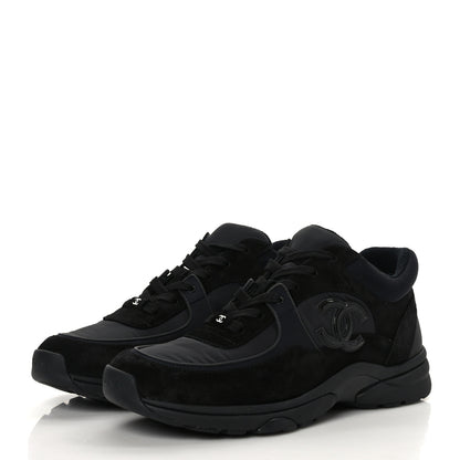 Chanel Mixed Fibers Calfskin Suede CC Sneakers 42 Black 1 of 7