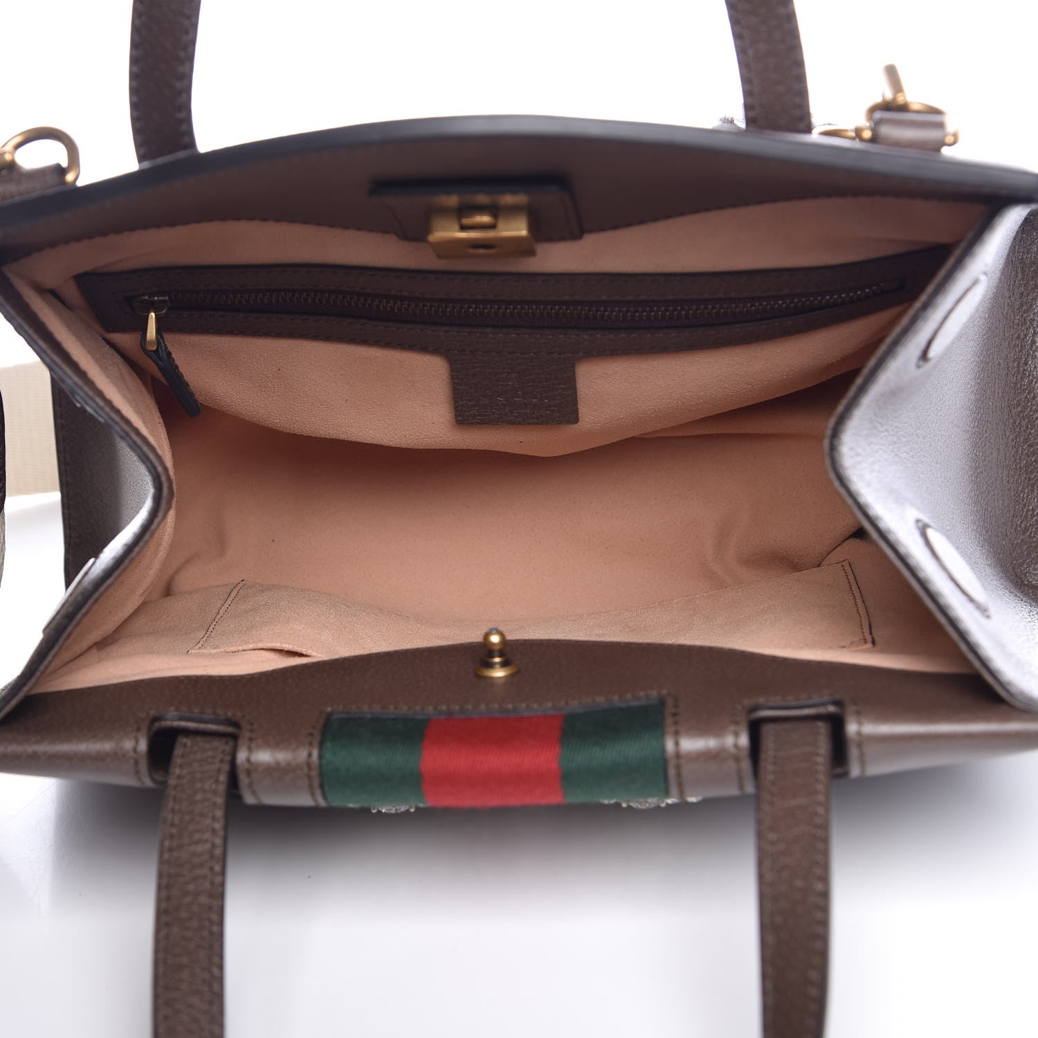 Gucci Textured Calfskin Web Crystal Butterfly Stripe Medium Totem Top Handle Bag New Acero 6 of 14