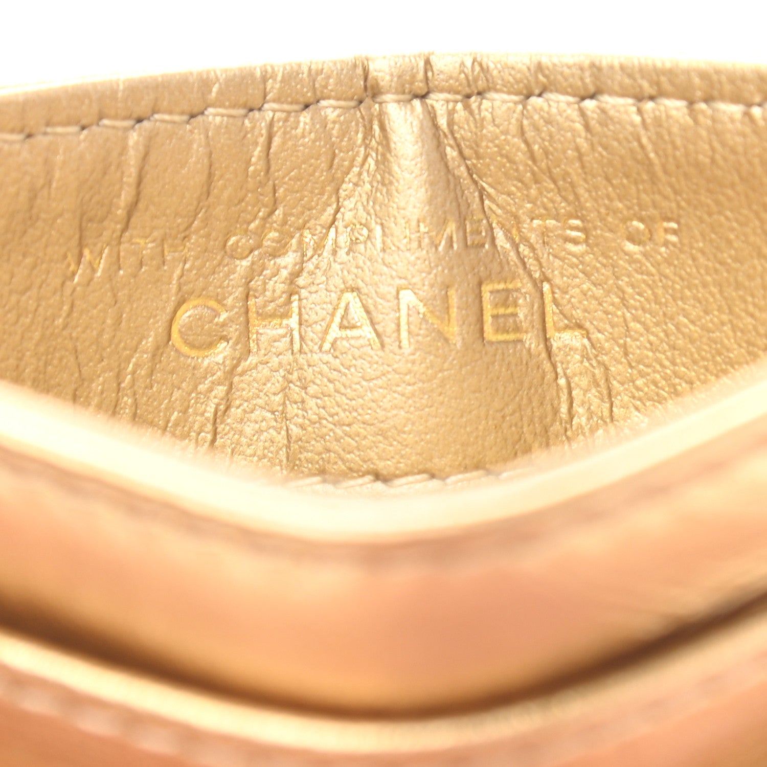 Chanel Aged Metallic Calfskin Pearl CC Quilted Card Holder Gold 8 of 8