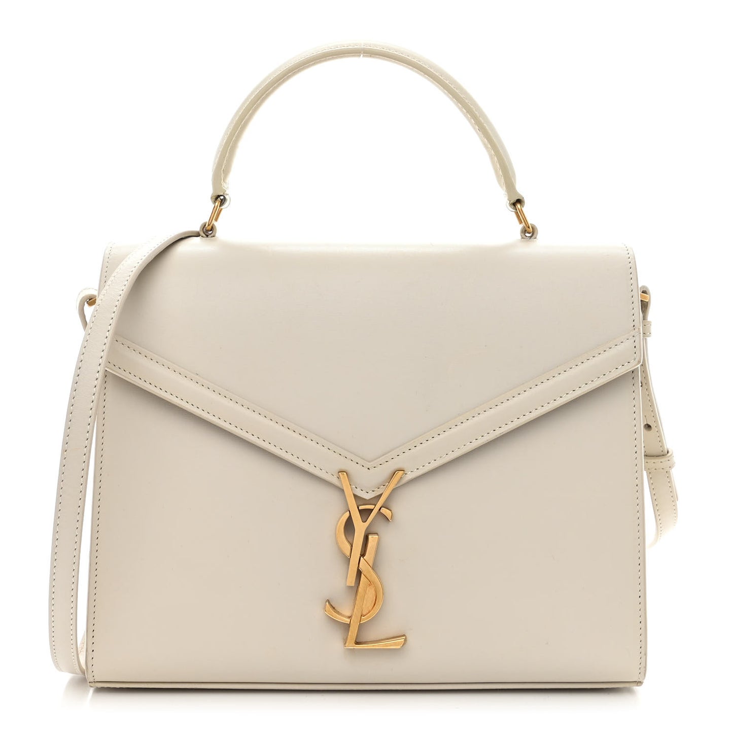 Smooth Calfskin Medium Classic Monogram Cassandra Top Handle Crema Soft Rouge Legion