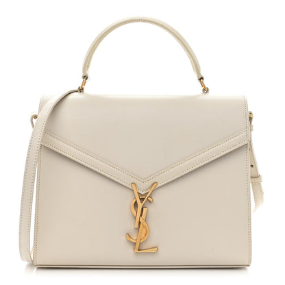 Saint Laurent Smooth Calfskin Medium Classic Monogram Cassandra Top Handle Crema Soft Rouge Legion 1 of 19