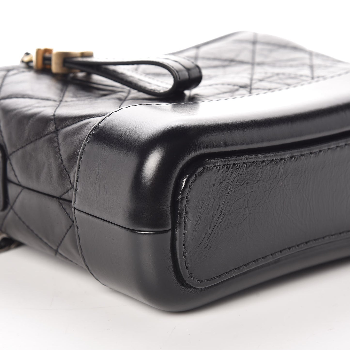 Aged Calfskin Quilted Small Gabrielle Hobo Black