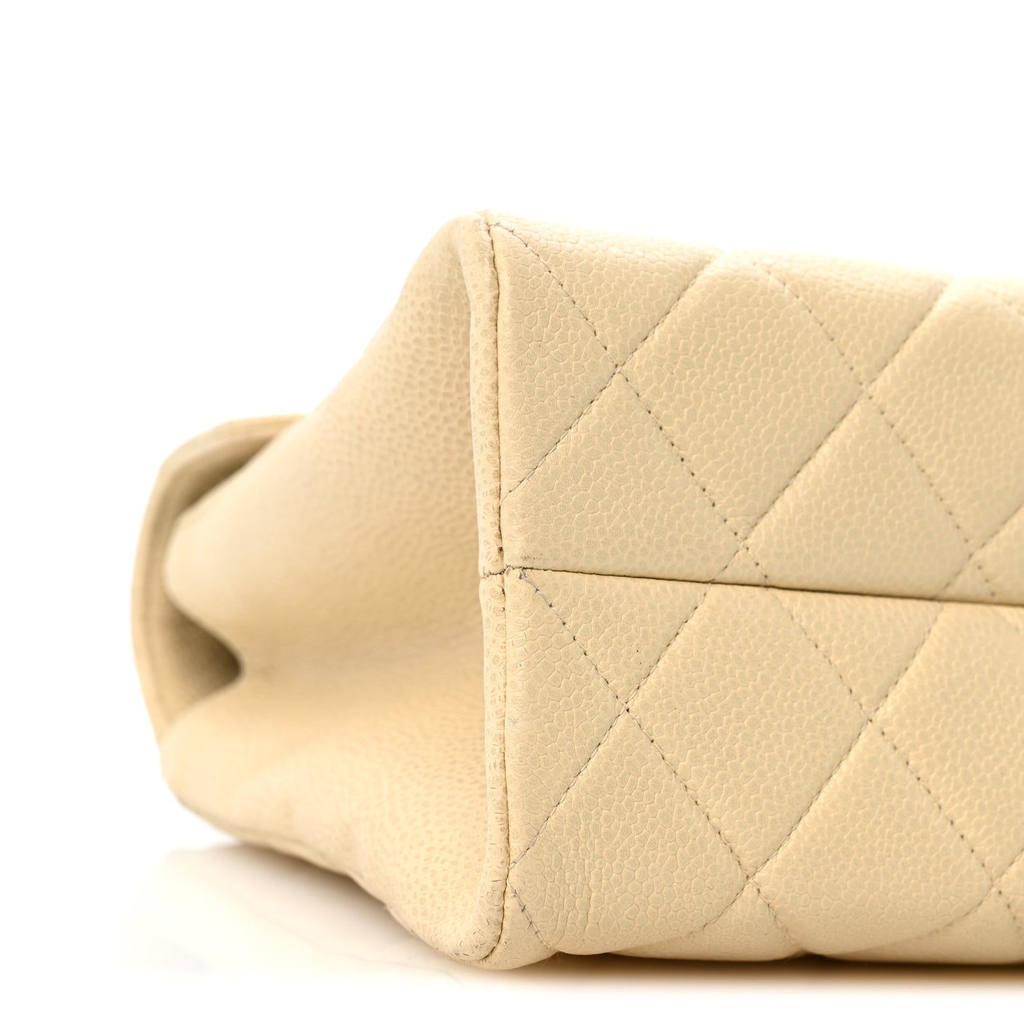 Caviar Quilted Medium Single Flap Light Beige