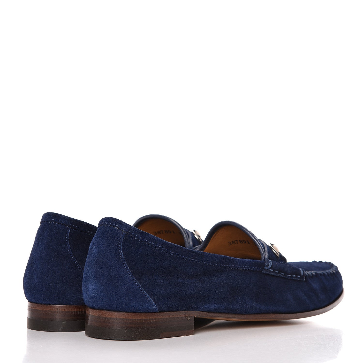 Gucci Suede Calfskin Womens 1953 Horsebit Loafers 37.5 Cobalt Blue 4 of 10