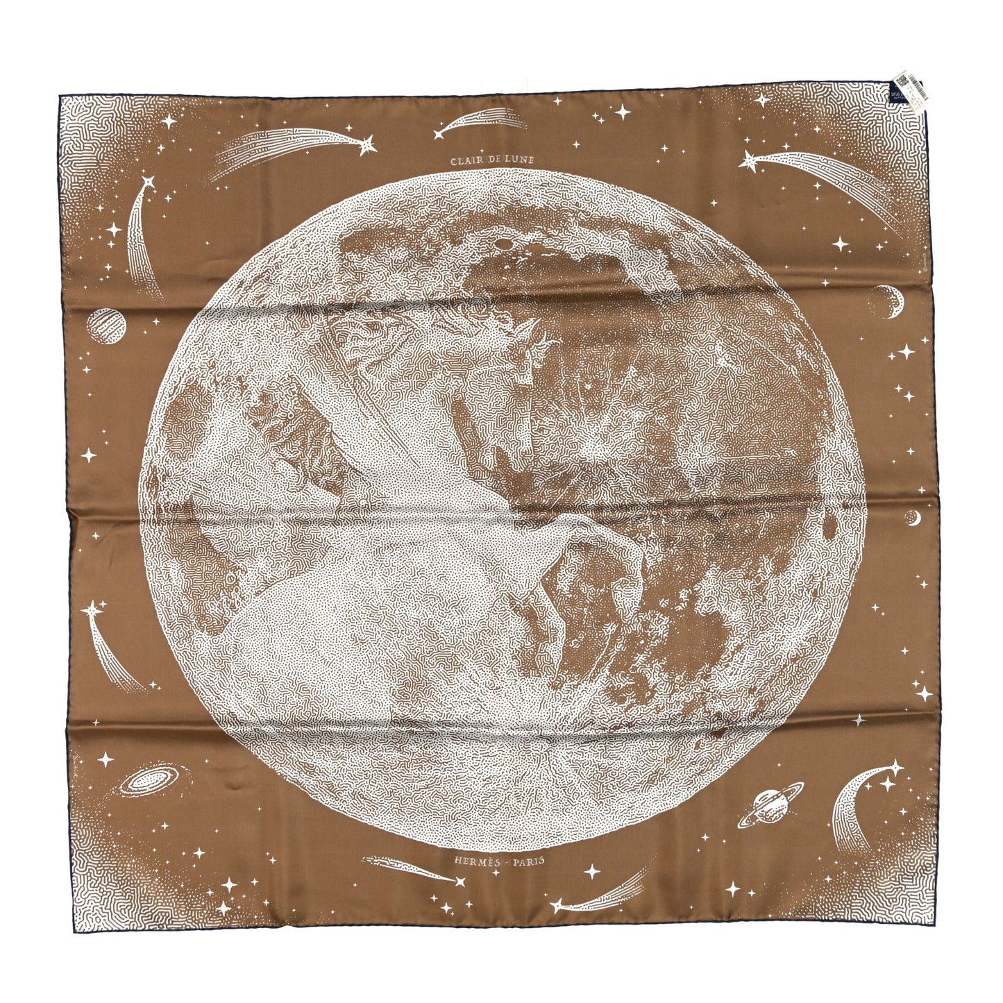 Silk Clair De Lune Double Face Scarf 90 Marine White Beige