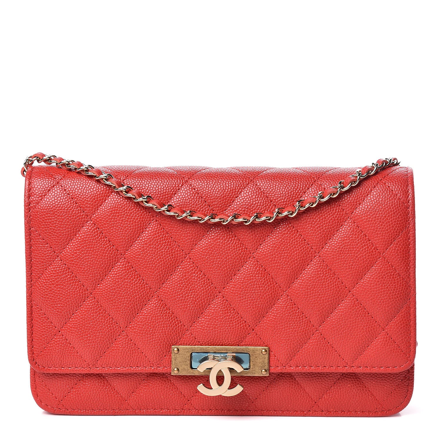 Chanel Caviar Quilted Golden Class Wallet On Chain WOC Red 1 of 11
