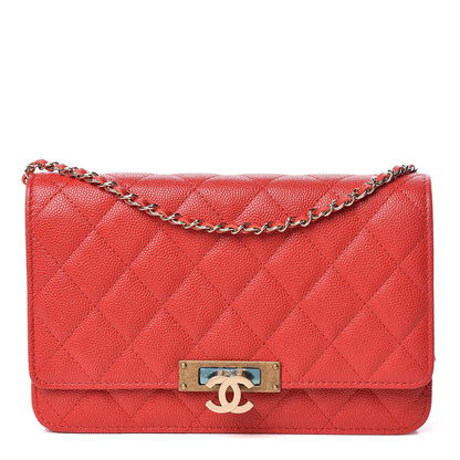Chanel Caviar Quilted Golden Class Wallet On Chain WOC Red 1 of 11