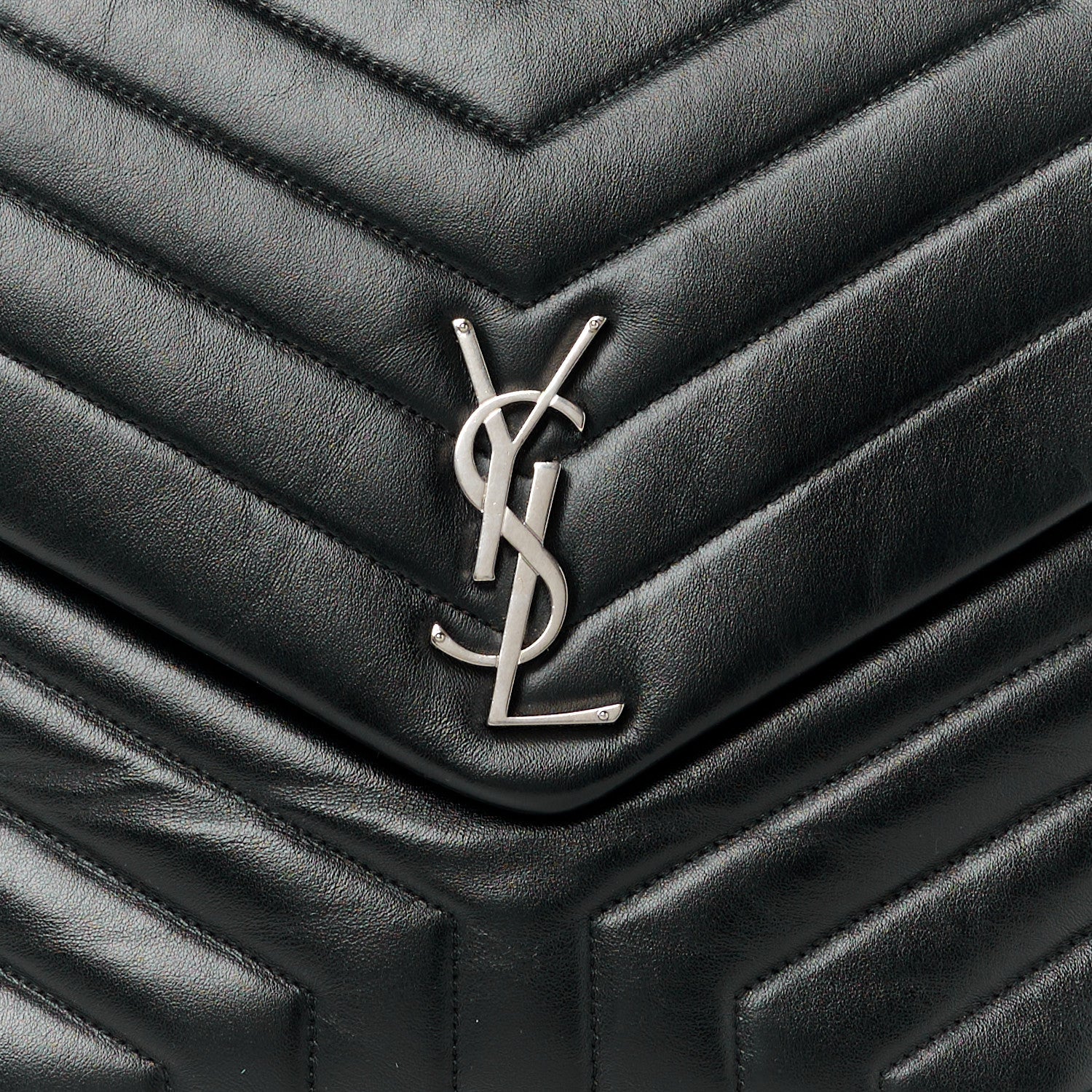 Saint Laurent Calfskin Y Quilted Monogram Large Loulou Chain Satchel Black 9 of 11